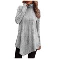 thumbnail image 1 of Birdeem Women Temperament Solid Color Long Sleeved Round Neck Irregular Long Sleeved T-Shirt, 1 of 1