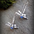thumbnail image 3 of Eosunjian 1 Pair Women Earrings Dragonfly Rhinestone Jewelry Vintage Animal Hook Earrings for Wedding Blue, 3 of 13