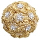 thumbnail image 1 of XmhyTop Ramo de novia para boda, dama de honor, rosa de satén, perlas artificiales, cintas de satén, ramo de flores para boda, dorado, 1 of 5