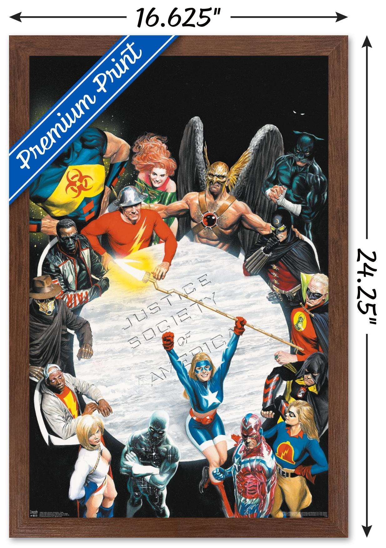 DC Comics - The Justice Society of America - Table Meeting Wall Poster, 14.725" x 22.375", Framed