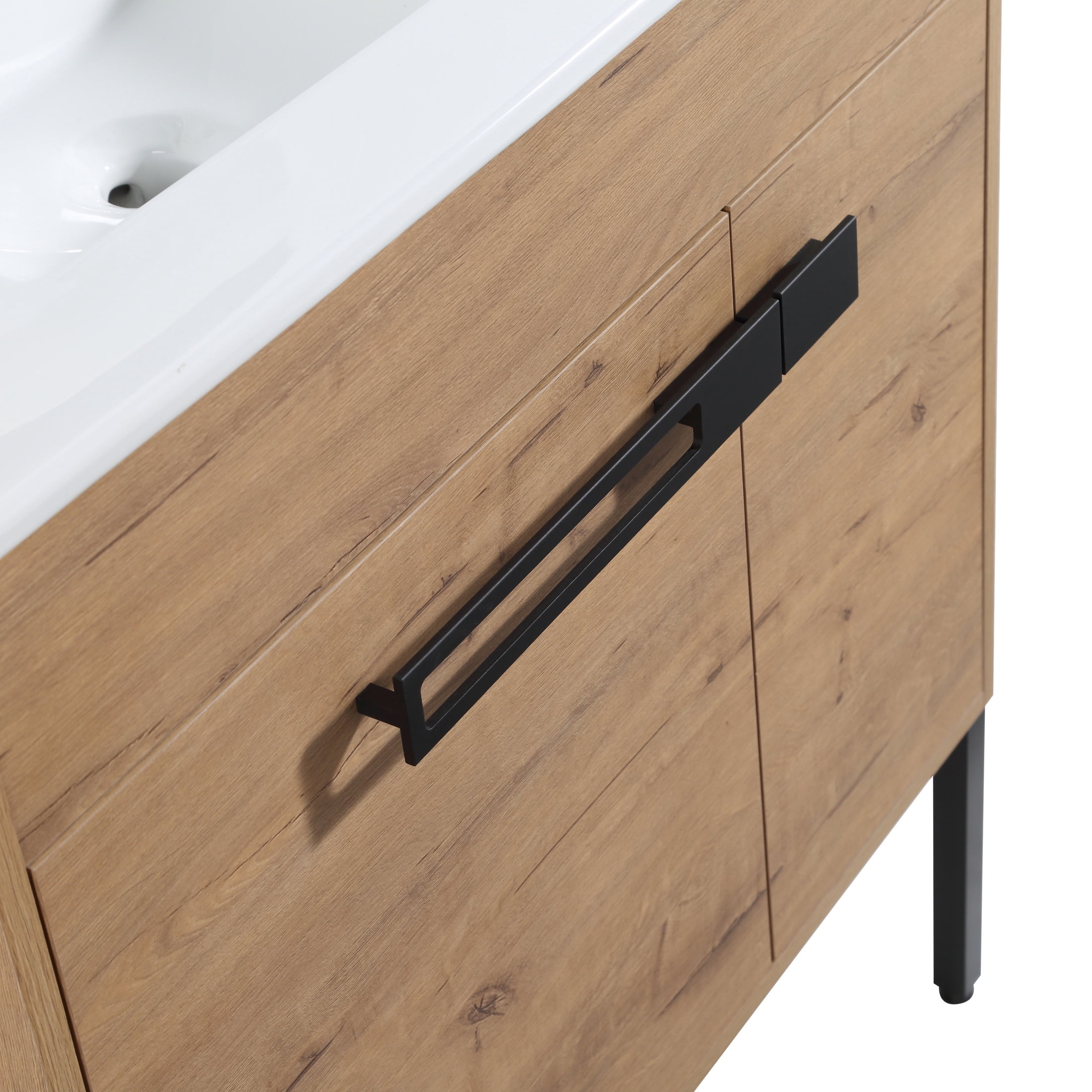 Noble House 30" Freestanding Bathroom Vanity Cabinet, Soft-Closing Door, Eco Plywood, Excluded Sink, Imitative Oak
