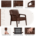 thumbnail image 4 of Renwick 2pcs Mid-Century Modern Upholstered Faux Leather Armchair, Dark Brown, 4 of 8