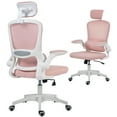 thumbnail image 1 of HOMCOM Ergonomic Office Chair, Desk Chair with Lumbar Support, Pink, 1 of 10