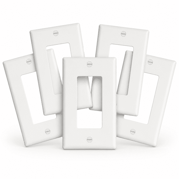 5PCS 1-Gang Decorator Wall Plates, Mid-Size Unbreakable Thermoplastic Outlet Covers White
