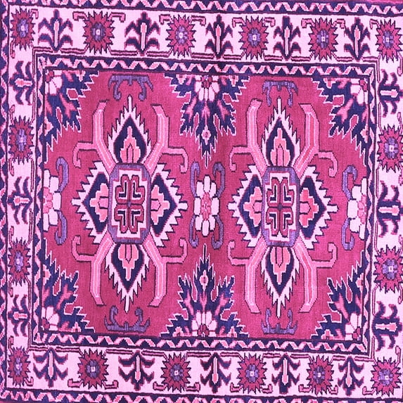 Ahgly Company Indoor Square Geometric Purple Traditional Area Rugs, 5' Square