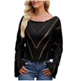 thumbnail image 2 of Women's Sweaters Lightweight Fashion Winter Casual Hollow Loose Round Neck Long Sleeve Pullover Sweater, 2 of 7