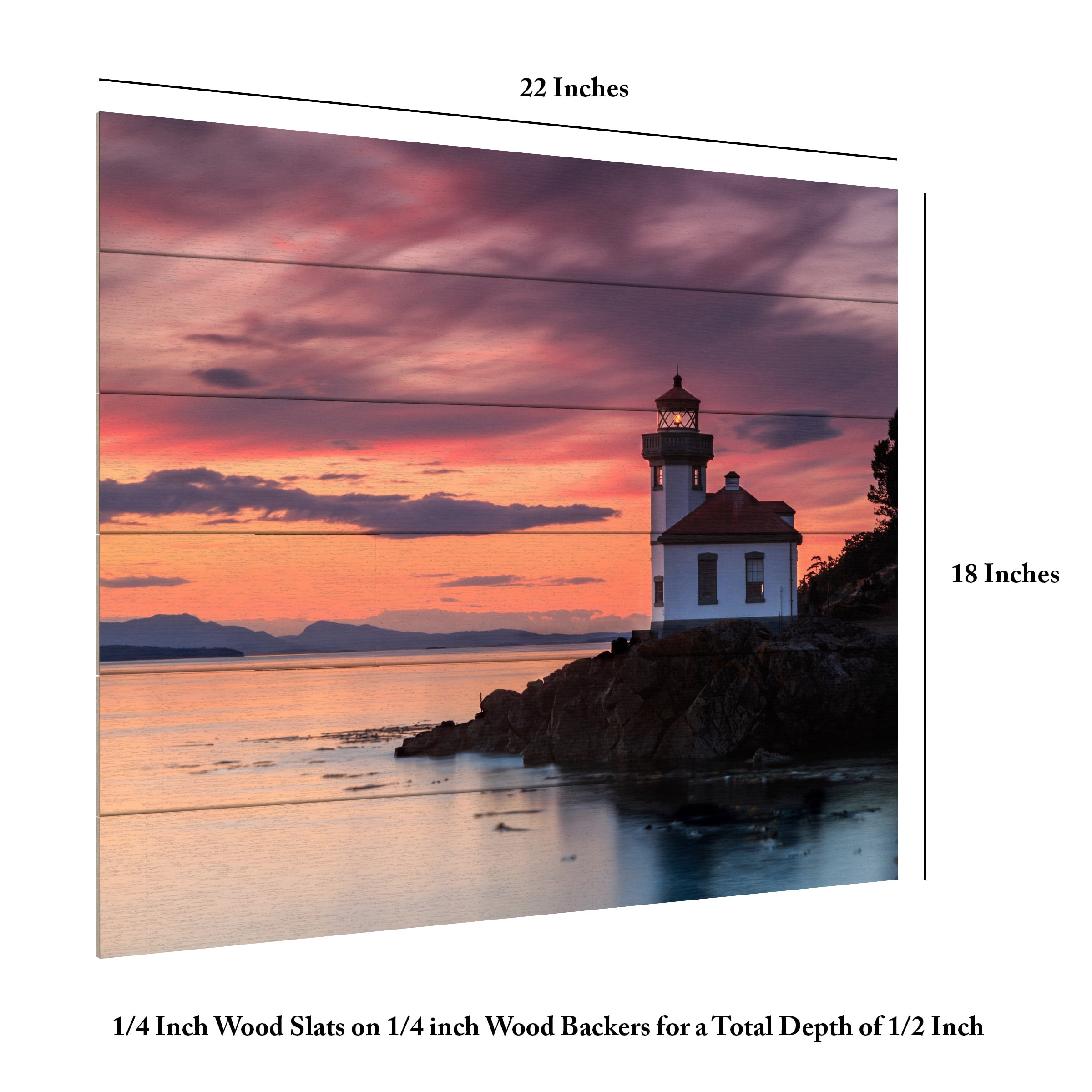 Shawn/Corinne Severn 'Orange Sunset at Lime Kiln Lighthouse' Wood Slat Art 18x22
