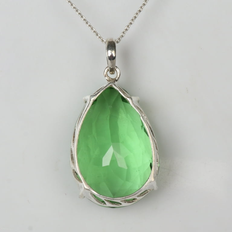 Women Green Amethyst Pendant, Sterling Silver Pendant, February Birthstone Pendant, Light Green Crystal Pendant, Lucky shops Gemstone Pendant