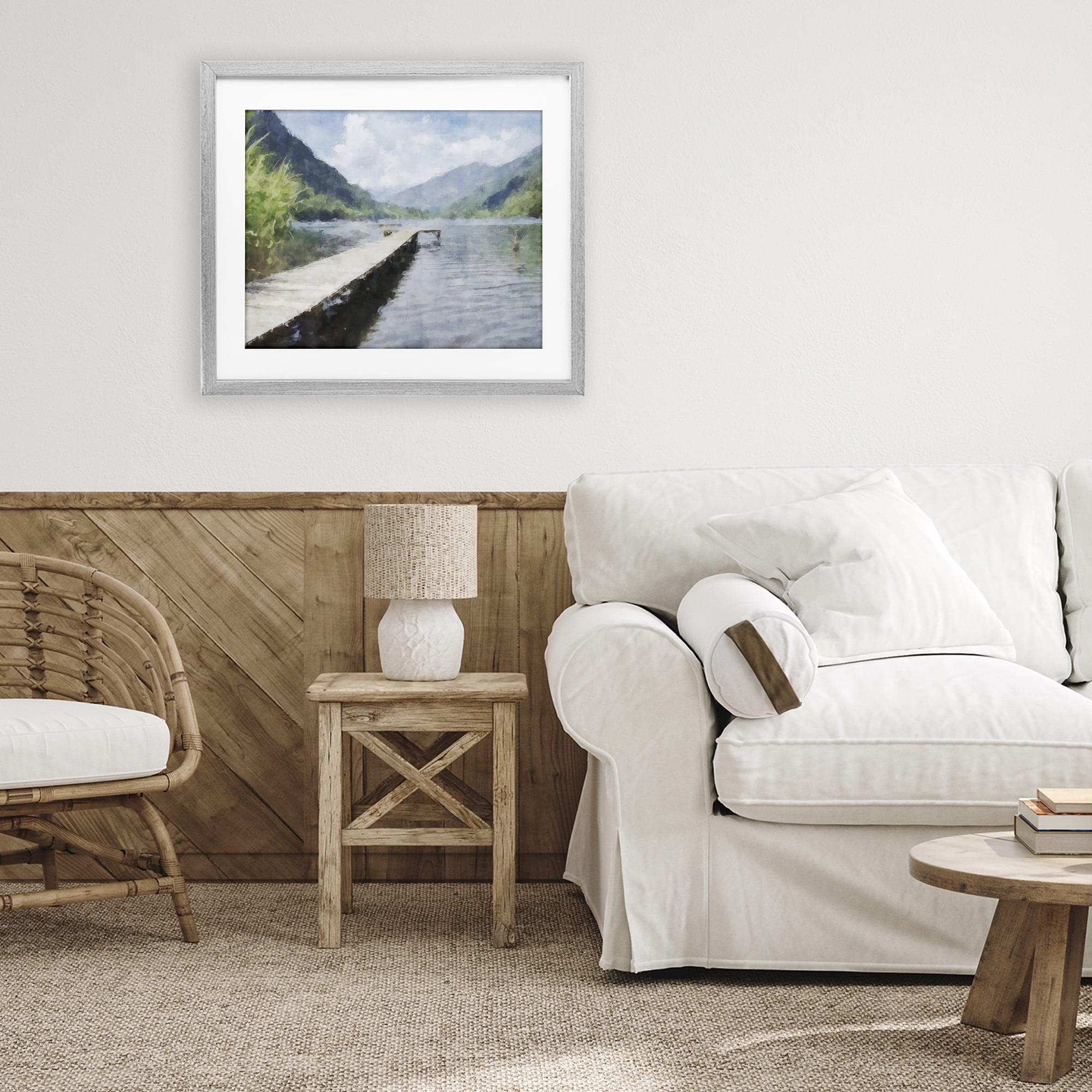 Stupell Industries Dappled Lake Dock Gray Framed Print Under Glass, design by Kim Curinga