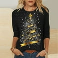 thumbnail image 2 of GERsome Christmas Shirts for Women Xmas Tree Graphic Tee 3/4 Length Sleeve Tshirts Crew Neck Loose Fit Pullover Tops Christmas Party Shirts Size L, 2 of 5