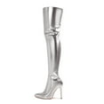 thumbnail image 2 of Boots for Women,Fashion Pointed Toe High Heel Over The Knee Boots With Back Zipper For Elegant Outings And,Knee High Boots Women,Silver,6, 2 of 9
