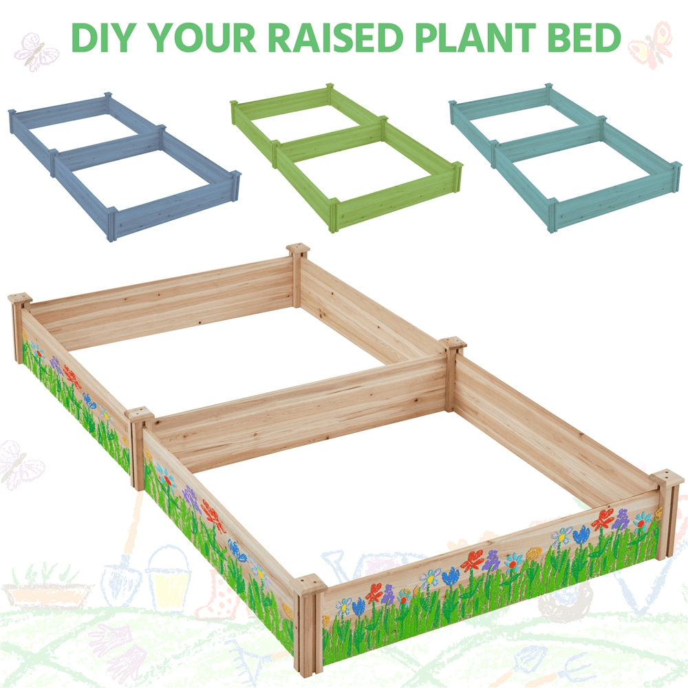 Renwick Stackable Wooden Garden Bed for Vegetable Flower Planting, Wood