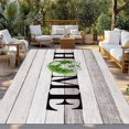thumbnail image 2 of Rustic Outdoor Rug for Patio/Deck/Porch, Non-Slip Large Area Rug 3 x 5 Ft, Eucalyptus Leaves Green Wreath Wooden Plaid Home Indoor Outdoor Rugs Washable Area Rugs, Camping Rug Carpet Runner, 2 of 8