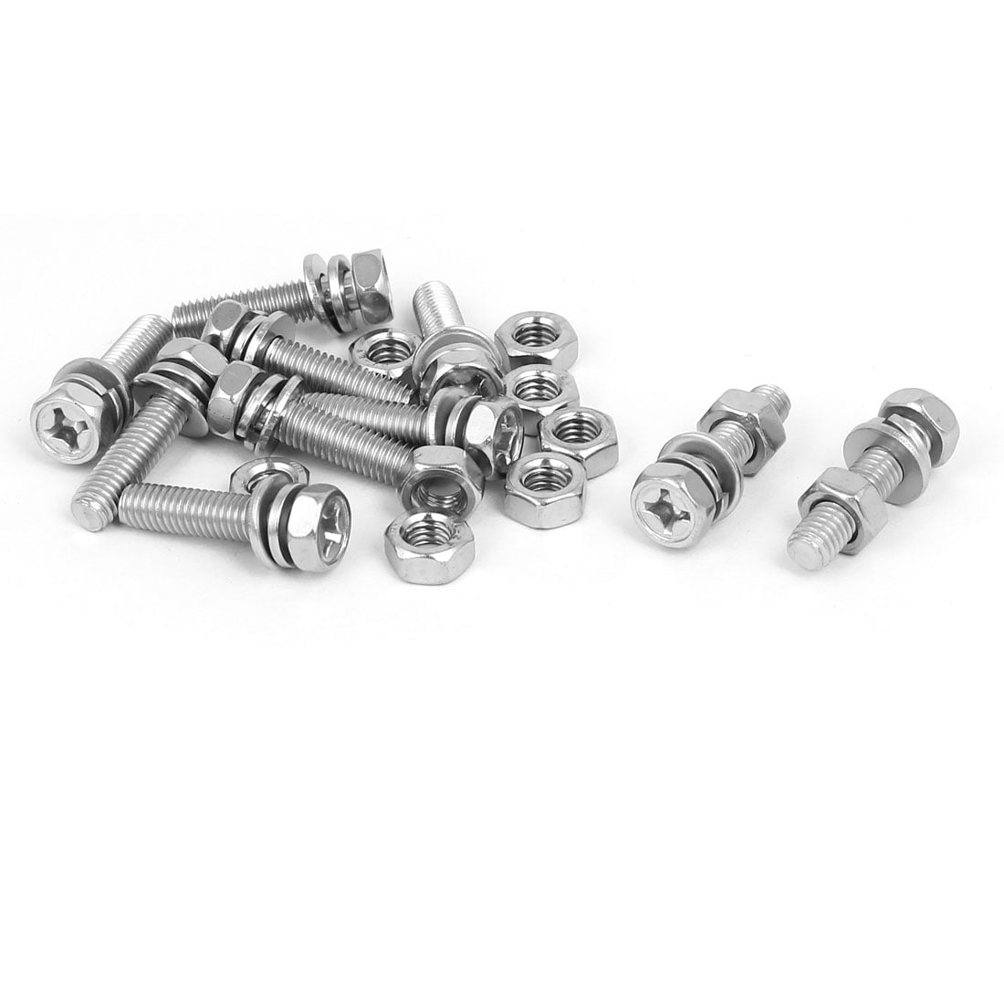M6 x 25mm 304 Stainless Steel Phillips Hex Head Bolts Nuts w Washers 10 Sets Walmart Canada
