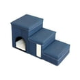 thumbnail image 4 of Escaleras para perros, suaves, de 3 niveles, para camas altas, salones y escaleras. Azul marino, 4 of 8