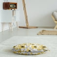 thumbnail image 3 of Floral Round Floor Cushion with Handle, Minimalistic Graphic Drawing of Yellow Flowers Pattern, Decorative Pillow for Living Room & Dorms, 18" Round, Pale Taupe Charcoal Grey, by Ambesonne, 3 of 4