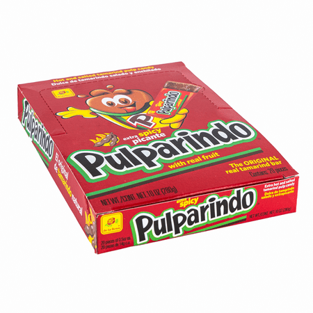 De La Rosa Pulparindo Tamarind Candy, Extra Hot and Salted Mexican Candy, 20 Count