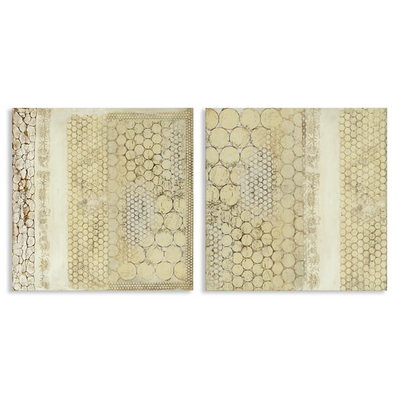 Stupell Industries Distressed Pale Yellow Circles Abstract Painting Wrapped Canvas Art Print Wall Art, 17 x 17, Set of 2