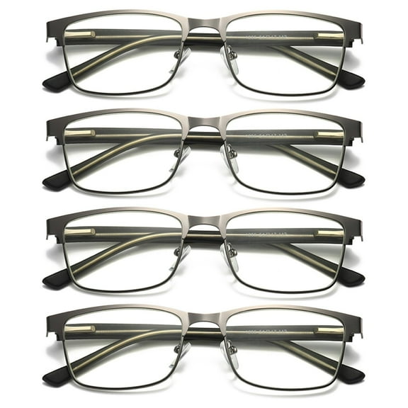 4 Pairs Mens Metal Frame Spring Hinge Blue Light Blocking Reading Glasses Readers  1.00