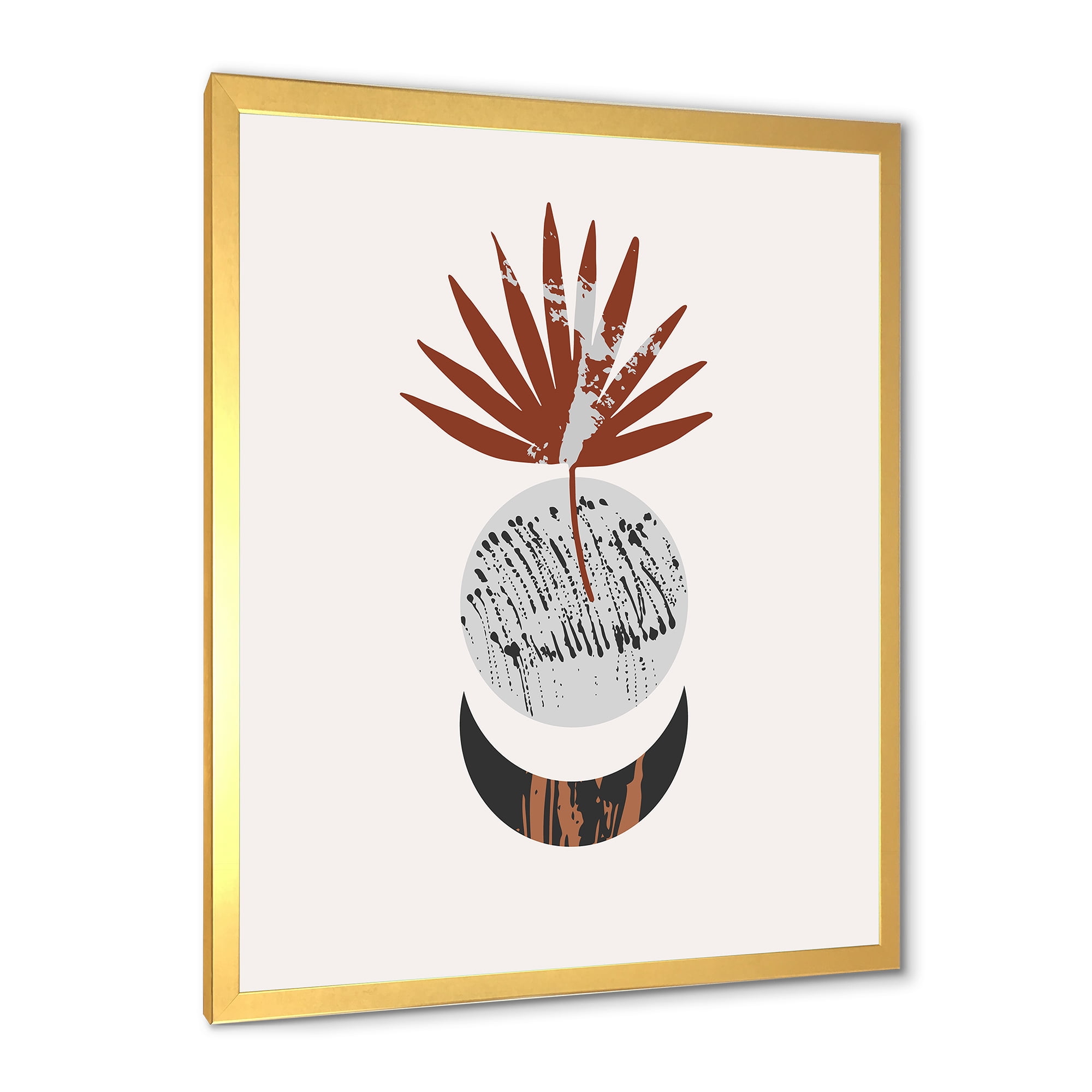 Designart 'Sun and Moon Shapes In Retro Terracotta Tones V' Modern Framed Art Print