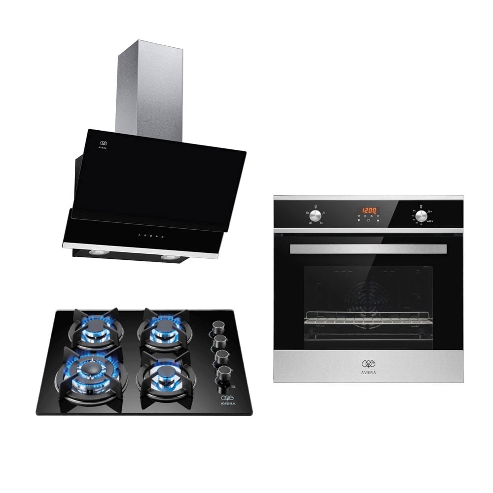 Combo Parrilla A Gas 4 Quemadores Campana 60 cm y Horno Empotrable AVERA Kit completo de Cocina VT4CEA60CHE01LP