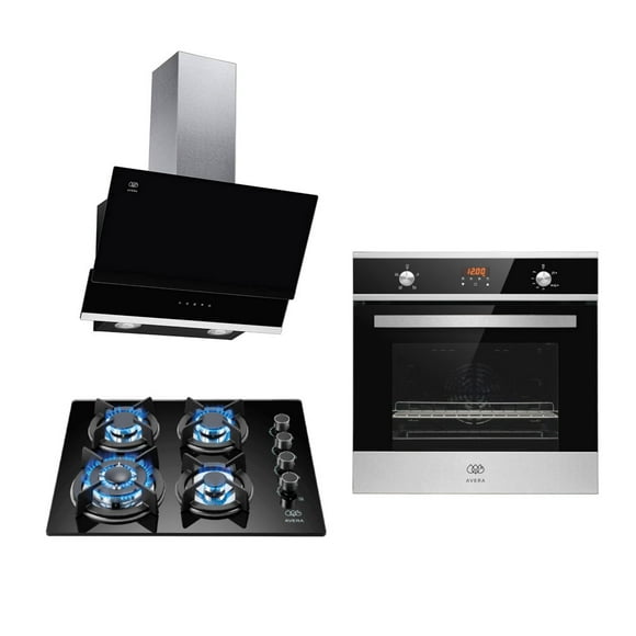 Combo Parrilla A Gas 4 Quemadores Campana 60 cm y Horno Empotrable AVERA Kit completo de Cocina VT4CEA60CHE01LP