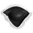 thumbnail image 3 of Slccxzc Vintage Lace Edge Wide Brim Pirate Hat for Halloween Party Decors, 3 of 7