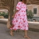 thumbnail image 4 of Puntoco Vestido Casual De Mujer Con Cuello Redondo Y Manga Corta Estampado Con Volantes Sueltos, Vestido De Playa Con Mangas Abullonadas, Vestido De Manga Corta Con Cuello Redondo, Rosa, Xxl, 4 of 4