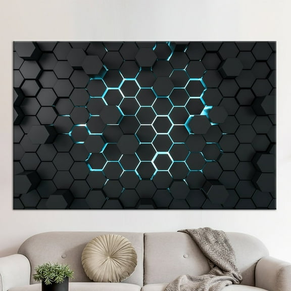 Velto Canvas, Effect Black Geometric Shapes Wal Art, Oversized Contemporary Geometric Canvas, 8x10 UNFRAMED