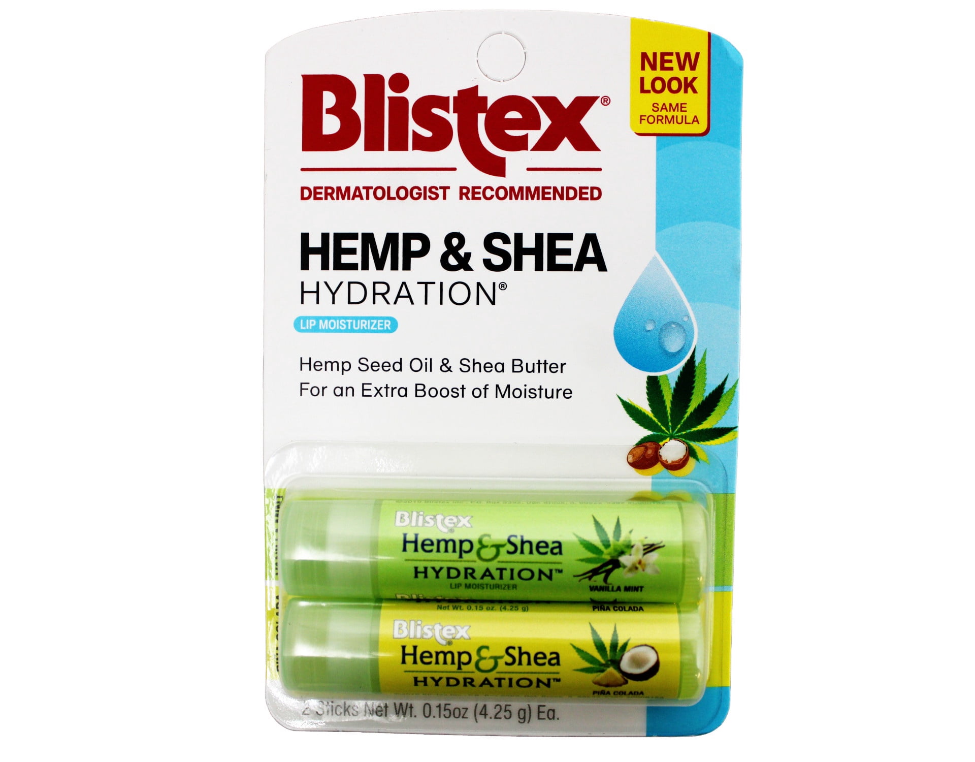Blistex Hemp & Shea Hydration with Shea Butter & Hemp Seed Oil, 0.15 oz, 2 Count - 6 Pack