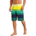 thumbnail image 4 of INSPIRE CHIC Men's Colorblock Striped Adjustable Drawstring Vacation Surfing Board Shorts 38 Green, 4 of 4
