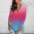 thumbnail image 2 of MRULIC womens t shirts Women's Summer Fashion Casual Long Sleeve Tie-dye V-Neck Tops T-shirt Blouse Womens t shirts Hot Pink + XXL, 2 of 8