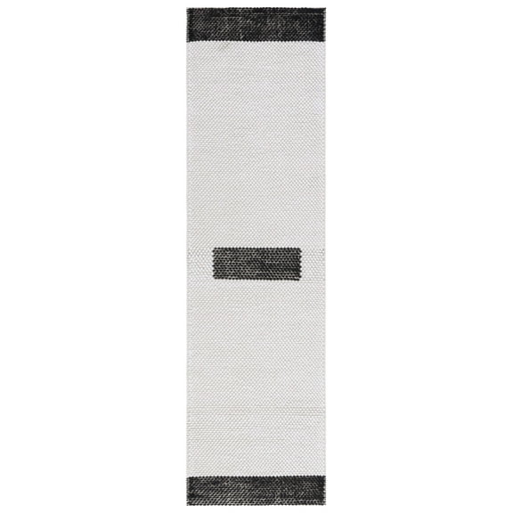 SAFAVIEH Natura Marina Striped Wool Runner Rug, Ivory/Black, 2'3" x 8'