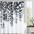thumbnail image 5 of Black Floral Shower Curtain for Bathroom Black and White Eucalyptus Shower Curtain Watercolor Grey Leaves Shower Curtain Nature Botanical Bathroom Set Mens Flower Spring Plant Bath Decor 72x72, 5 of 6