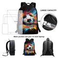 thumbnail image 3 of ZUXONGSY Splatter Painting Soccer Print Backpack Set for Kids Teens 17 Inches Bookbag Casual Daypack 3 In 1 Schoolbag With Lunch Bag Pencil Bag Set for Boys Girls, 3 of 6