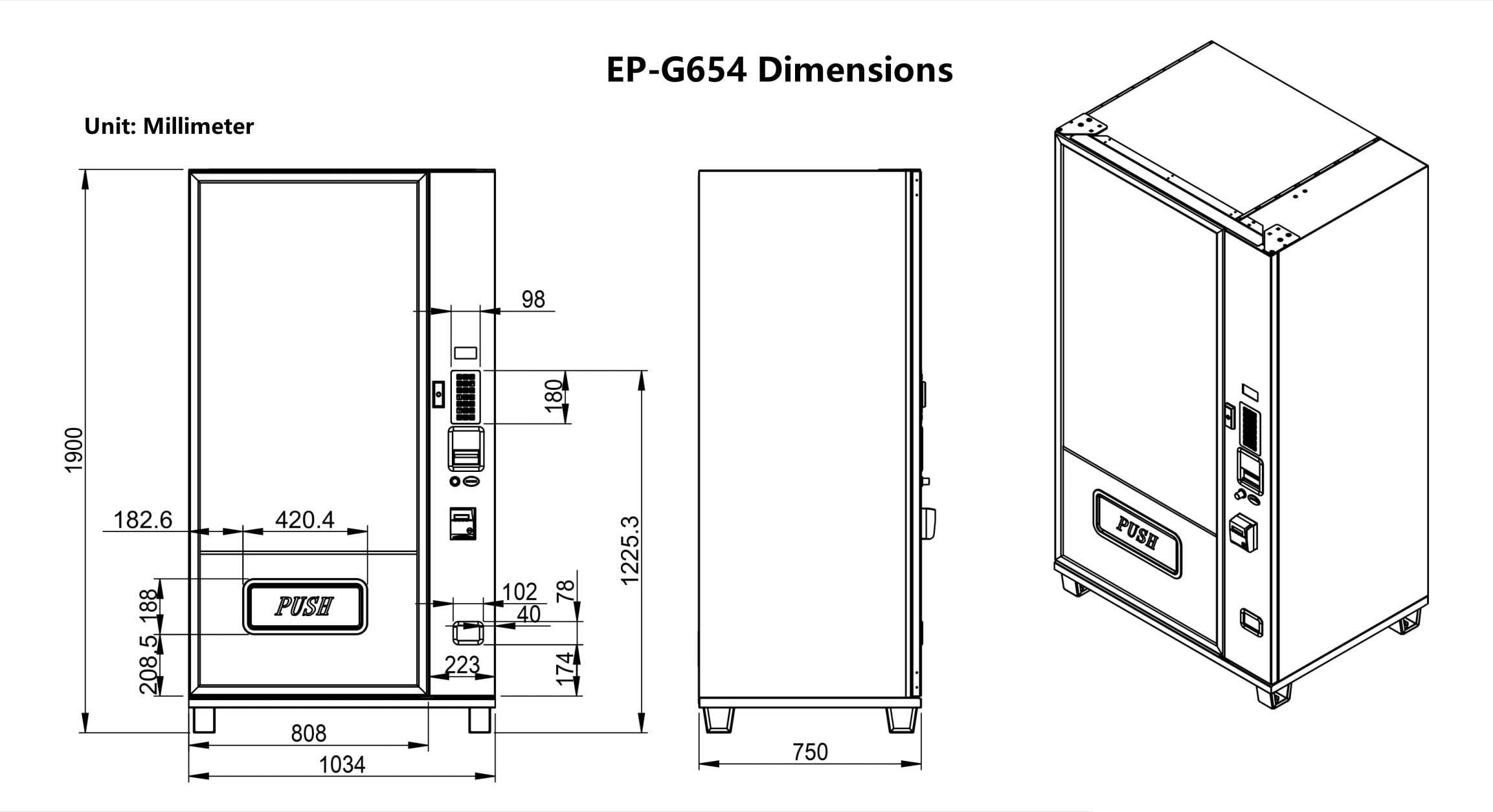 EPEX G645 Large Beverage & Snack Combo Vending Machine with Stratified Temp Control