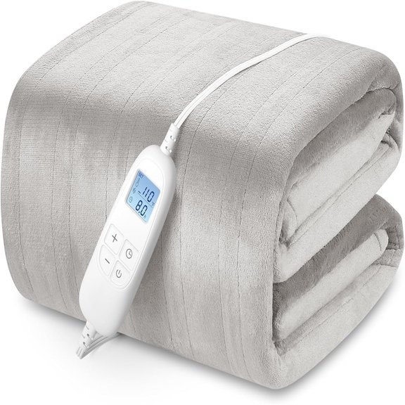 Electric Heated Blanket Queen Size with 6 Levels & 8h Auto Off, Ultra Soft Flannel Full Body Heating Blanket, Machine Washable