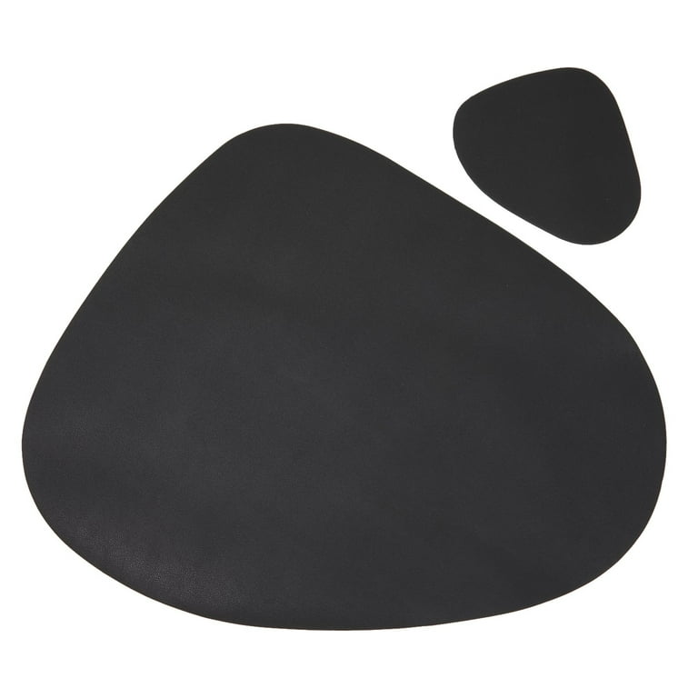 Kenya Medium Set of 2 Round Black Leather Placemats Angelina Home