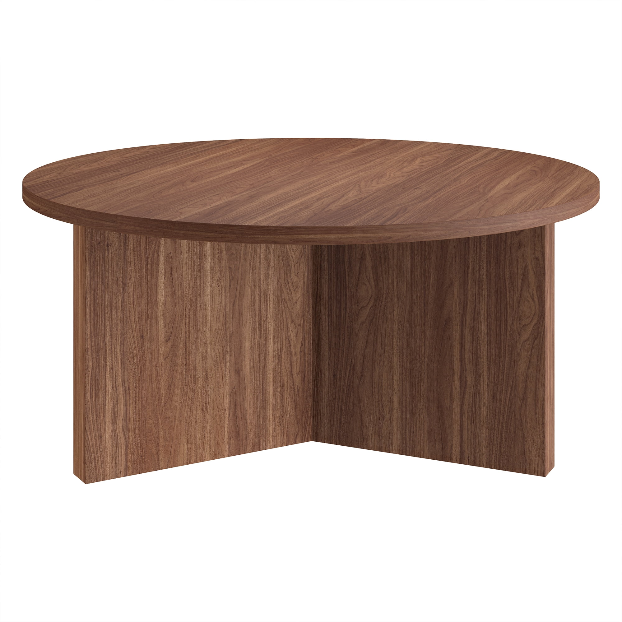 Anders 36" Wide Round Coffee Table in Satin Walnut