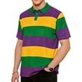 thumbnail image 2 of Men's Mardi Gras Polo Shirts Short Sleeve Collar Neck Classic Carnival Print T-Shirt Funny Striped Party Tees, 2 of 5