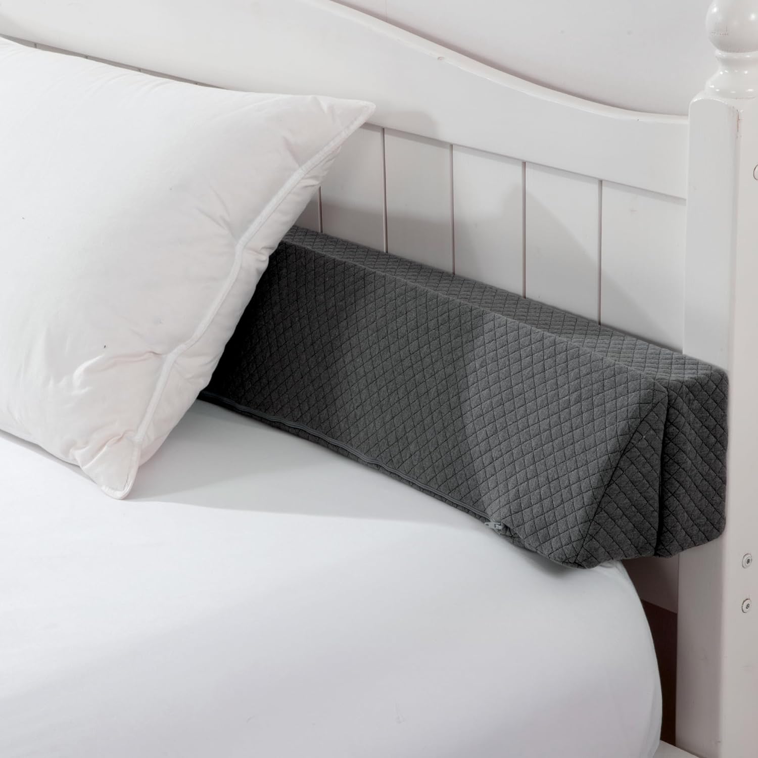 Wedge Pillow Headboard for Bed Gap,Foldable Bed Wedge Gap Filler Twin Size,Matterss Gap Filler,Multi Functional Bed Crack Pillow, Fill The Gap (0-7") Between Your Headboard and Mattress,Grey