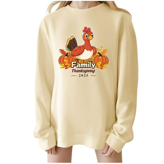 Maplenight Sweatshirt for Women Thanksgiving Turkey Graphic Crew Neck Long Sleeve Sweatshirts Loose Casual Womens Tops for Fall Wineter