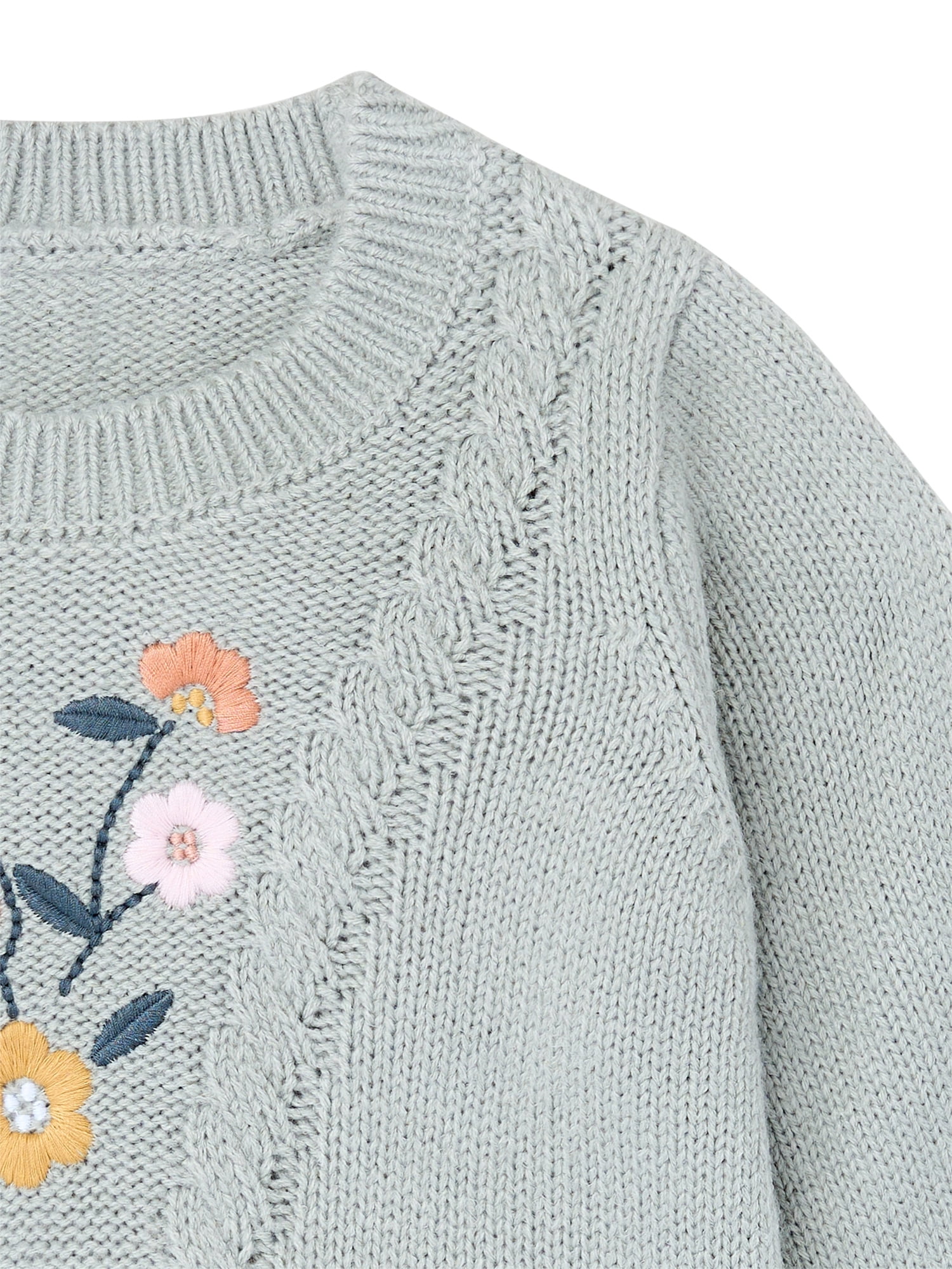 Modern Moments by Gerber Toddler Girl Sweater with Textural Stitches and Embroidery, Sizes 12M-5T