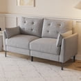thumbnail image 2 of Modern Loveseat Sofa,57.5" Linen Fabric Love Seat Couches,Button Tufted Upholstered Furniture,Small Couch for Living Room,Bedroom,Light Grey, 2 of 7
