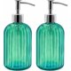 thumbnail image 1 of Juego de 2 dispensadores de jabón de vidrio, dispensadores de jabón líquido de 400 ml con bomba, dispensadores de loción y jabón rellenables para cocina, baño, lavadero, hotel (verde), 1 of 5