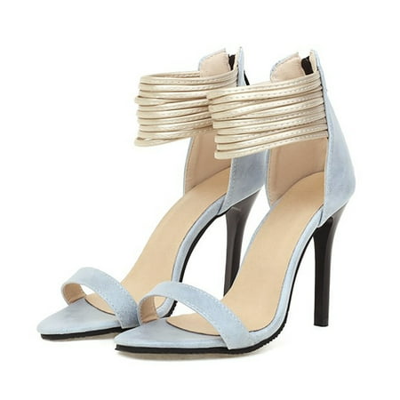 

Mishuowoti high heels for women 2023 European And American Women s Round Head Open Toe Strap Side Air Back Zipper High Heel Sandals