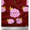 thumbnail image 1 of Soimoi Red Polyester Crepe Fabric Insect & Floral Artistic Printed Fabric 1 Yard 52 Inch Wide, 1 of 1