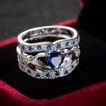 thumbnail image 1 of 3Pcs/Set Women Heart Faux Sapphire Inlaid Stacking Ring Wedding Jewelry Gift, 1 of 8