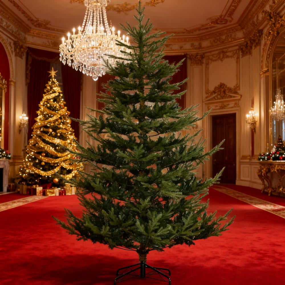 7.5ft Lush Nordic Pine Christmas Tree 1218 Tips Wide Shape Flame Retardant Indoor Holiday Decor