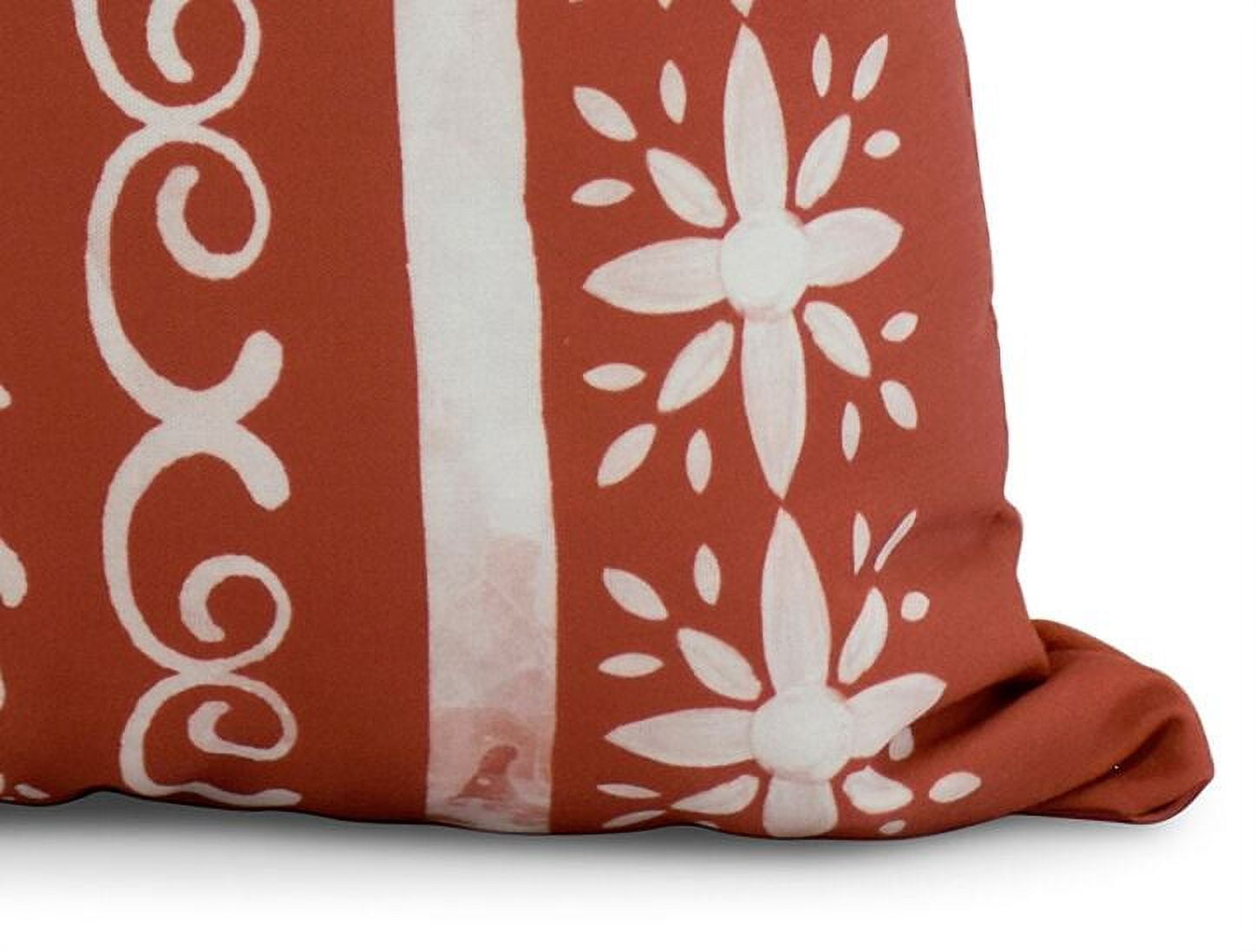 Simply Daisy, 20 x 20 Inch, Cuban Tile 2, Geometric Print Pillow, Red Orange